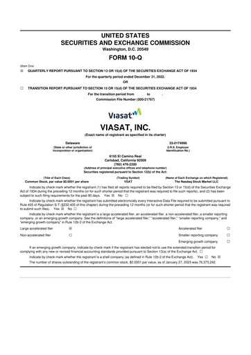 Miniature ViaSat 10-Q Rapport trimestriel 2023 