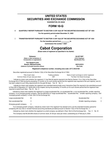 Thumbnail Cabot Corporation
 10-Q Quarterly Report FY2023 