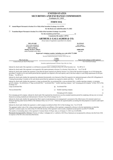 Thumbnail Arthur J. Gallagher & Co.
 10-K Annual Report 2022