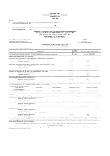 Thumbnail Mid-America Apartment Communities 10-K Annual Report 2022