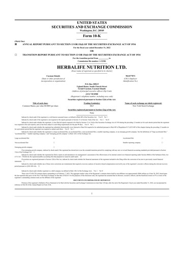 Thumbnail Herbalife 10-K Annual Report 2022