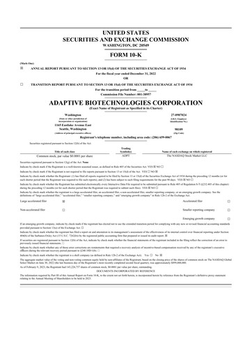 Thumbnail Adaptive Biotechnologies
 10-K Annual Report 2022