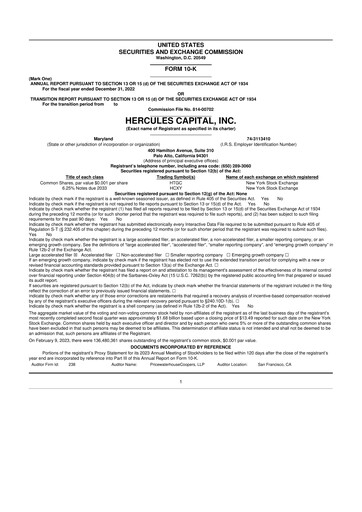 Miniature Hercules Capital
 10-K Rapport annuel 