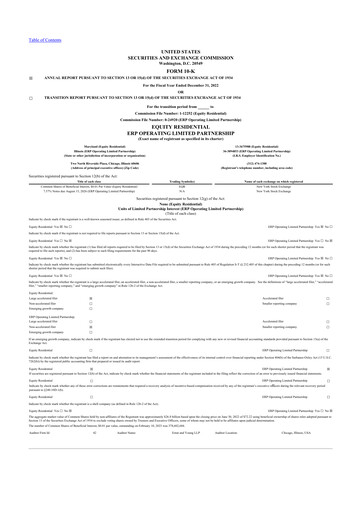 Thumbnail Equity Residential
 10-K Annual Report 