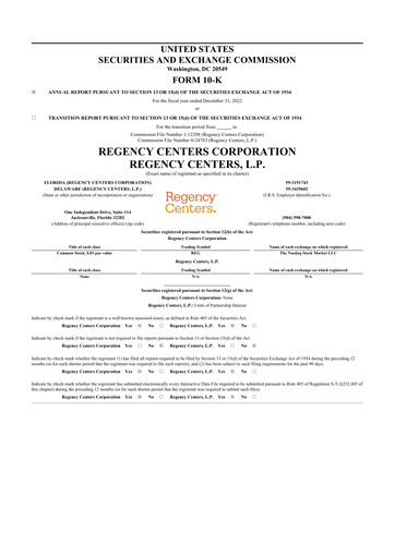 Vorschaubild Regency Centers
 10-K Jahresbericht 2022