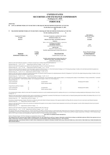 Thumbnail Dominion Energy 10-K Annual Report 