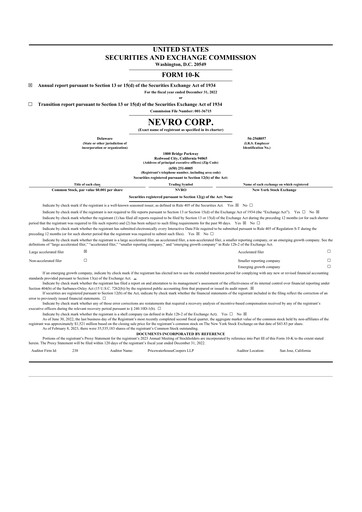 Thumbnail Nevro
 10-K Annual Report 2022