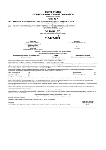 Thumbnail Garmin 10-K Annual Report 2022