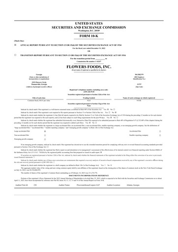 Thumbnail Flowers Foods
 10-K Annual Report 2022