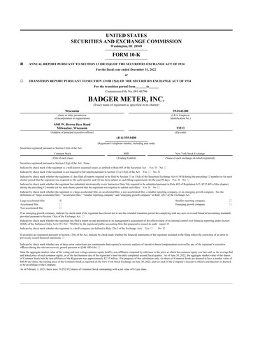 Thumbnail Badger Meter
 10-K Annual Report 2022