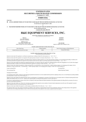 Thumbnail H&E Equipment Services 10-K Annual Report 2022
