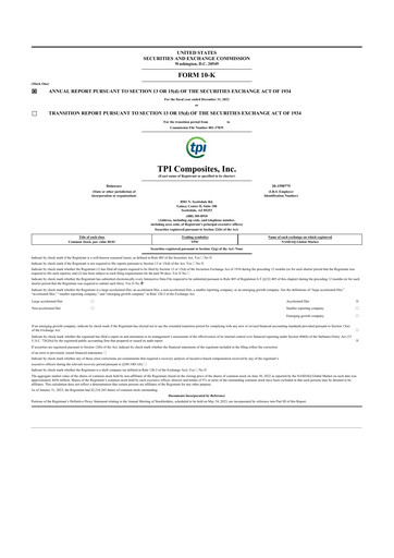 Vorschaubild TPI Composites 10-K Jahresbericht 2022