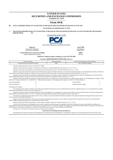 Thumbnail Packaging Corporation of America
 10-K Annual Report 