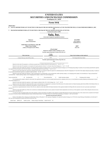 Thumbnail Saia
 10-K Annual Report 2022