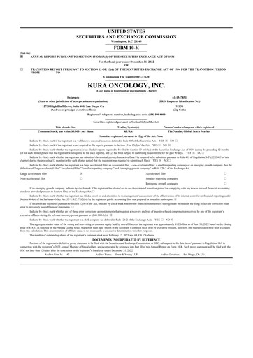 Thumbnail Kura Oncology
 10-K Annual Report 2022