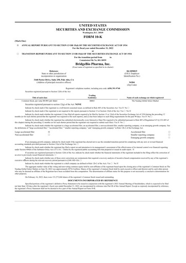 Thumbnail BridgeBio Pharma
 10-K Annual Report 2022