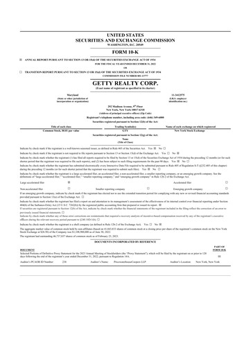 Thumbnail Getty Realty 10-K Annual Report 2022