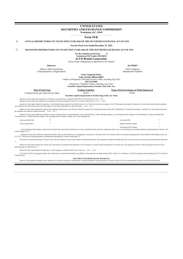 Thumbnail Acco Brands 10-K Annual Report 2022