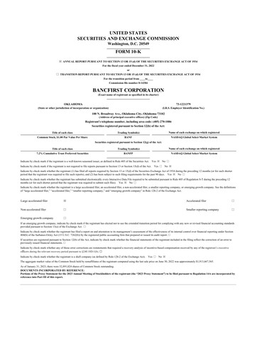 Miniature BancFirst 10-K Rapport annuel 2022