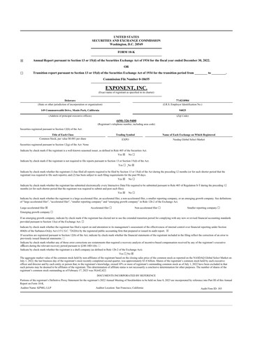 Thumbnail Exponent
 10-K Annual Report 2022