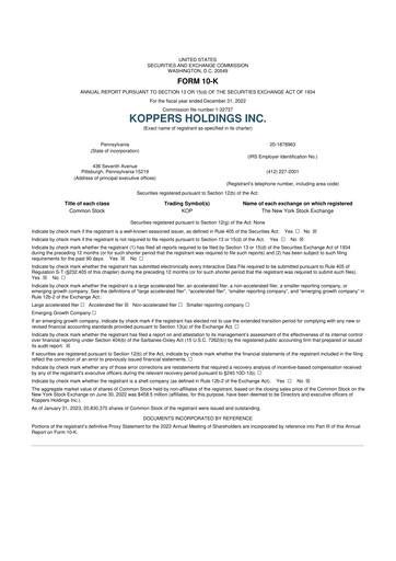 Thumbnail Koppers Holdings 10-K Annual Report 2022