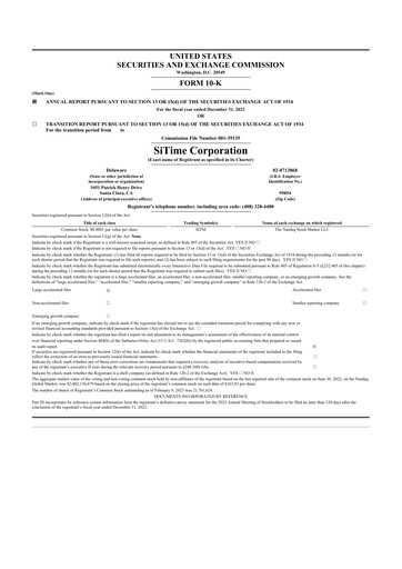 Thumbnail SiTime 10-K Annual Report 2022