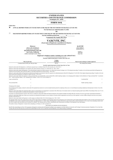 Thumbnail Vaxcyte
 10-K Annual Report 2022