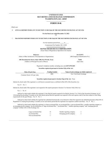 Miniature Range Resources
 10-K Rapport annuel 2022