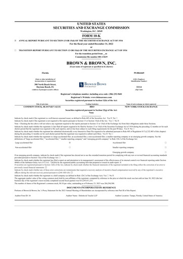 Thumbnail Brown & Brown
 10-K Annual Report 2022