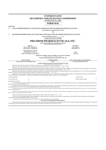 Thumbnail Phathom Pharmaceuticals
 10-K Annual Report 2022