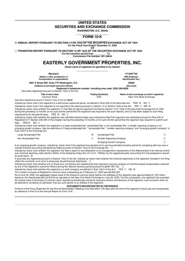 Thumbnail Easterly Government Properties 10-K Annual Report 2022