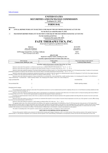 Thumbnail Fate Therapeutics
 10-K Annual Report 