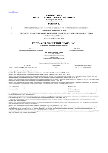 Thumbnail Endeavor Group 10-K Annual Report 2022