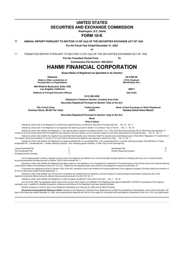 Thumbnail Hanmi Financial 10-K Annual Report 2022