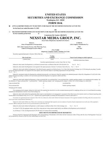 Thumbnail Nexstar Media Group
 10-K Annual Report 2022