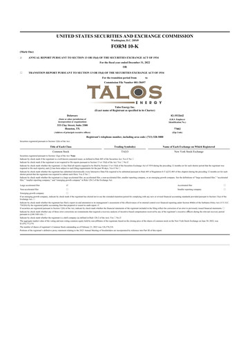 Thumbnail Talos Energy 10-K Annual Report 2022