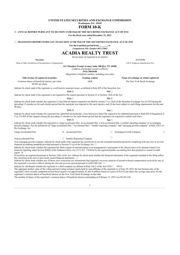 Thumbnail Acadia Realty Trust
 10-K Annual Report 2022