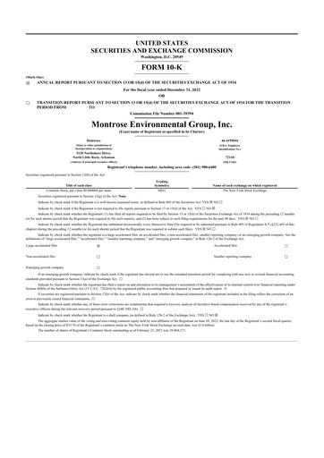 Thumbnail Montrose Environmental 10-K Annual Report 2022