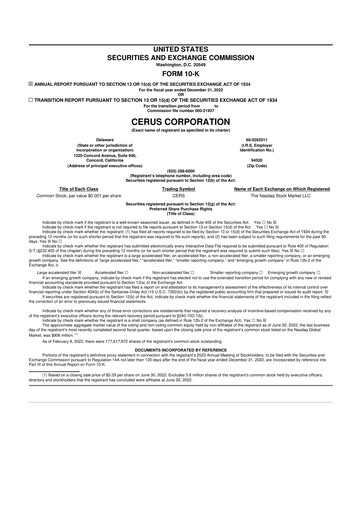 Thumbnail Cerus Corporation 10-K Annual Report 2022