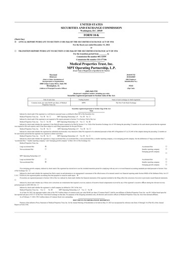 Thumbnail Medical Properties Trust
 10-K Annual Report 