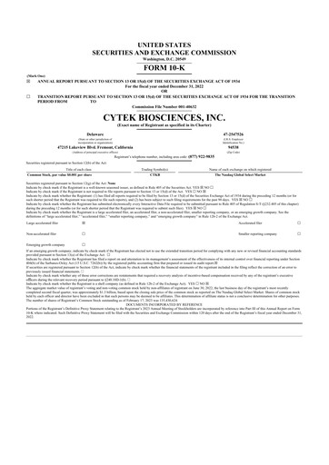 Thumbnail Cytek Biosciences 10-K Annual Report 2022
