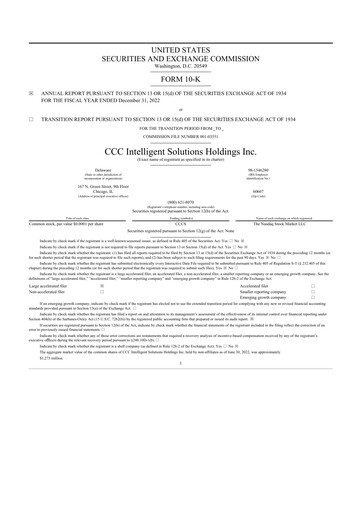 Thumbnail CCC Intelligent Solutions 10-K Annual Report 2022