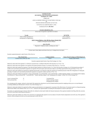 Thumbnail Celsius Holdings
 10-K Annual Report 2022