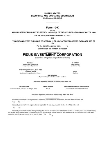 Thumbnail Fidus Investment Corporation 10-K Annual Report 2022