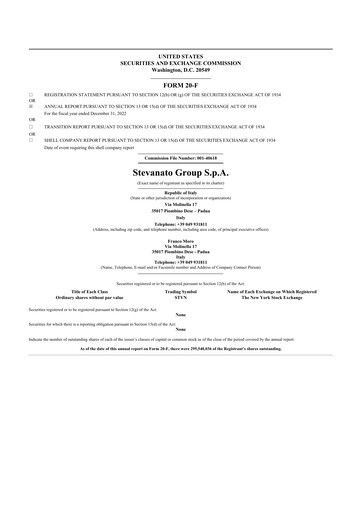 Thumbnail Stevanato Group 20-F Annual Report 2022