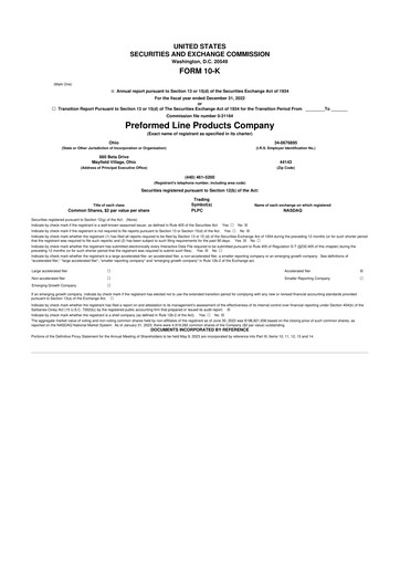 Thumbnail Preformed Line Products 10-K Annual Report 2022