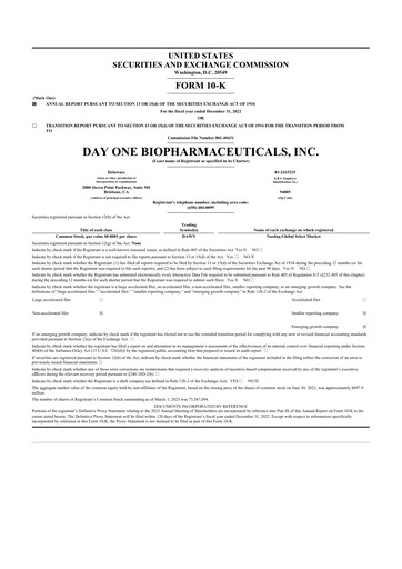 Thumbnail Day One Biopharmaceuticals 10-K Annual Report 