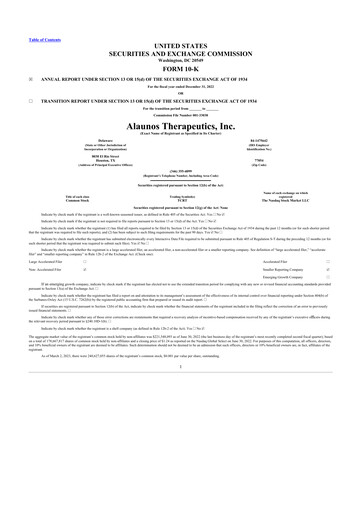 Vorschaubild Alaunos Therapeutics 10-K Jahresbericht 2022