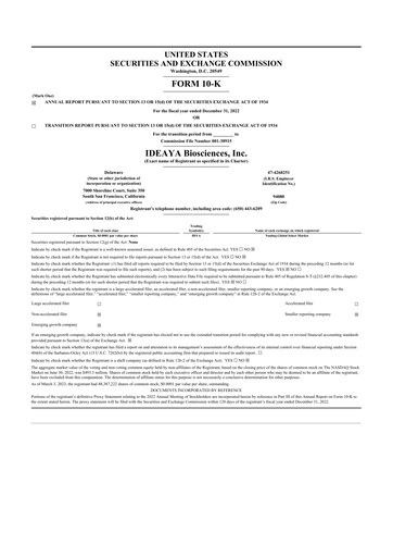 Thumbnail IDEAYA Biosciences 10-K Annual Report 2022