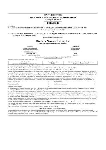 Thumbnail Minerva Neurosciences
 10-K Annual Report 2022